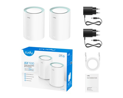 Cudy M1500 (2-Pack) AX1500 Gigabit Wi-Fi 6 Mesh Solution