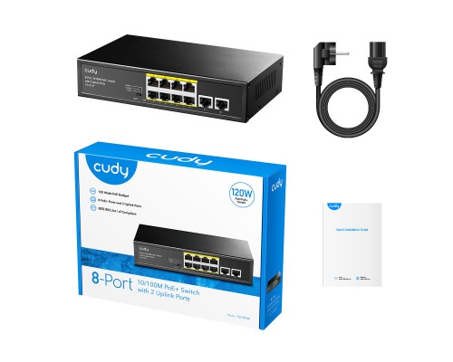 Cudy FS1010P 8-Port 10/100M PoE+ Switch with 2 Uplink Ports 120W