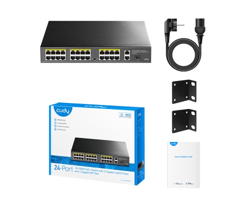 Cudy FS1026PS1 24-Port 10/100M PoE+ Switch with 2 Gigabit Port+ 1SFP 300W
