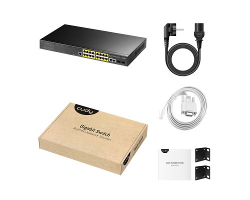 Cudy GS2018PS2-200W 16-Port Layer 2 Managed Gigabit PoE+ Switch with 2 Uplink Gigabit Ports and 2 Gigabit SFP Slots, 200W