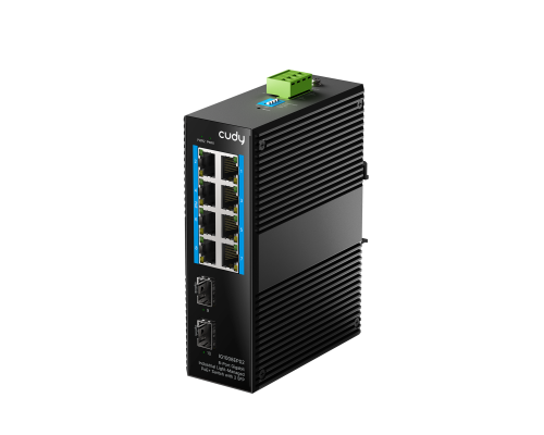 Cudy IG1008EPS2 8-Port Gigabit Industrial Light Managed PoE+ Switch with 2 SFP